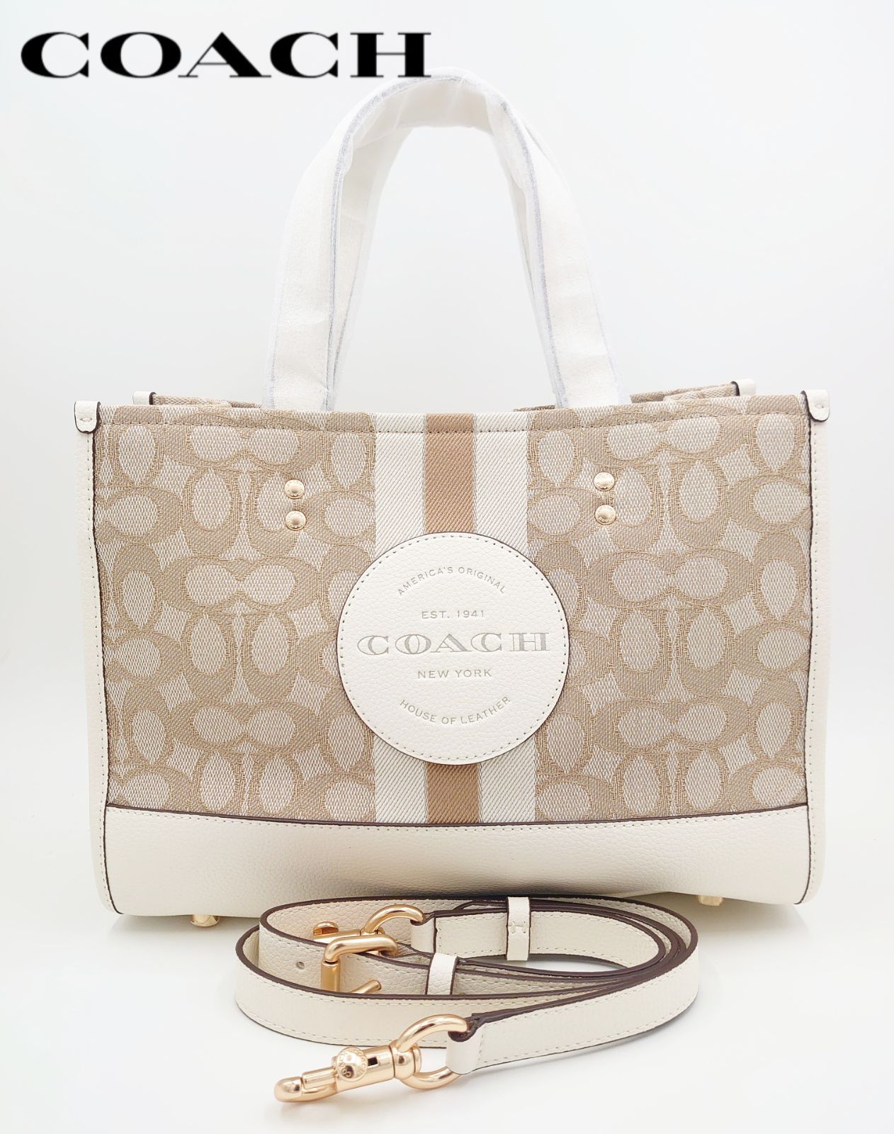 COACH デンプシー トートバッグ 2way シグネチャー ホワイト - メルカリ