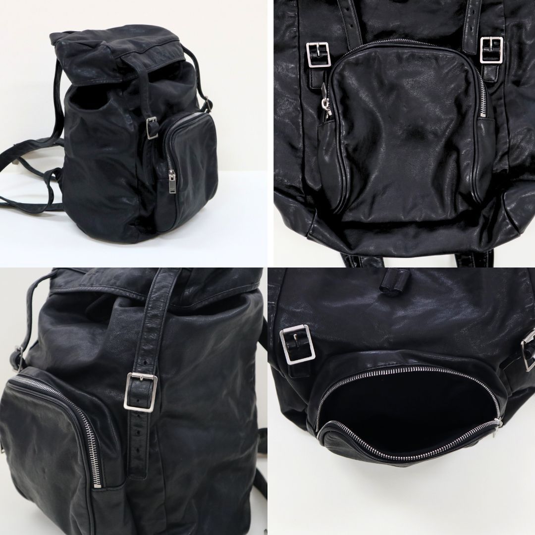 【美品】イブサンローランYSL リュック レザー　本革　ブラック ☆SAINT LAURENT☆ サンローラン バックパック レザー ブラック