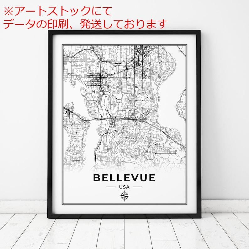 mz ポスター A1 サイズ (~A4まで対応可) ベルビュー地図印刷