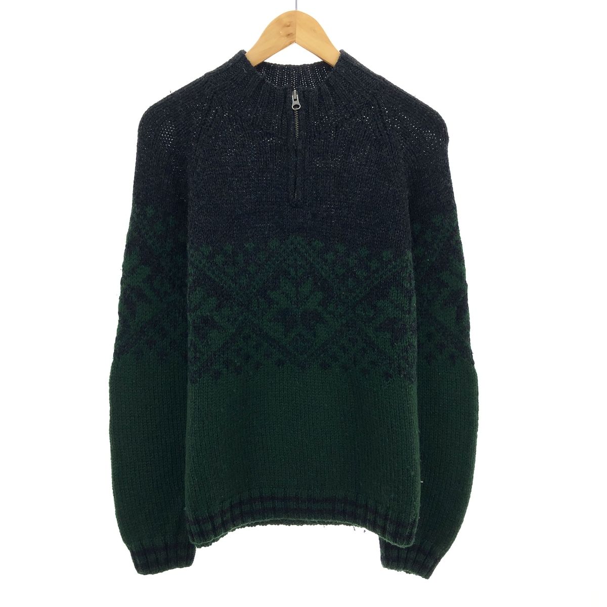 古着 ジェイクルー J.Crew 総柄 スノー柄 雪柄 ウールニットハーフジップセーター メンズS/eaa406300