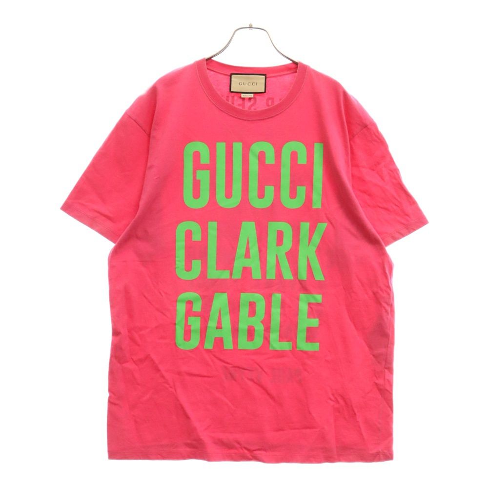 GUCCI (グッチ) 22AW MARILYN MONROE マリリンモンロービッグロゴプリント半袖Tシャツ 548334 XJEOC ピンク