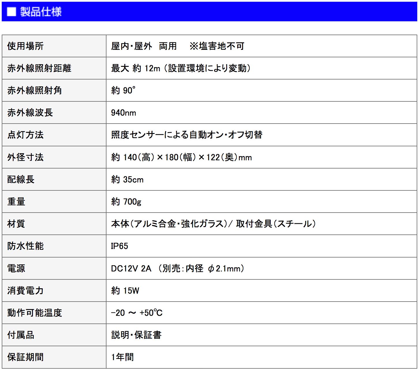 セキュテック 不可視型 940nm 赤外線ライト 赤外線投光器 照度センサー自動点灯 15灯 CT-A335 SKLAD-KIRPICHA_RU