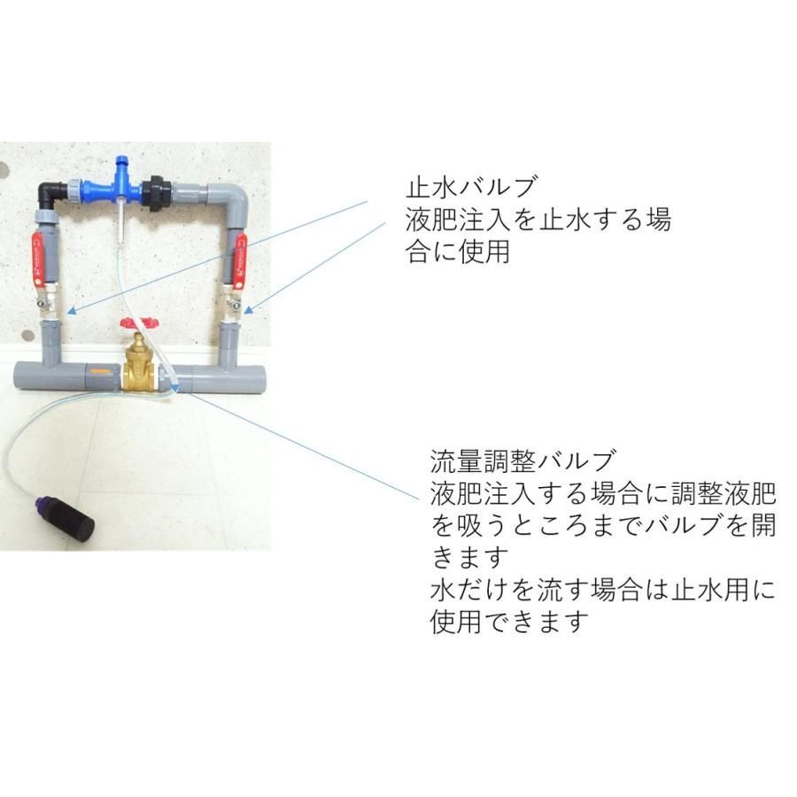 サンフレックスAQUA液肥混入器ブルーインジェクター SQ-25-DX液肥止水バルブ付