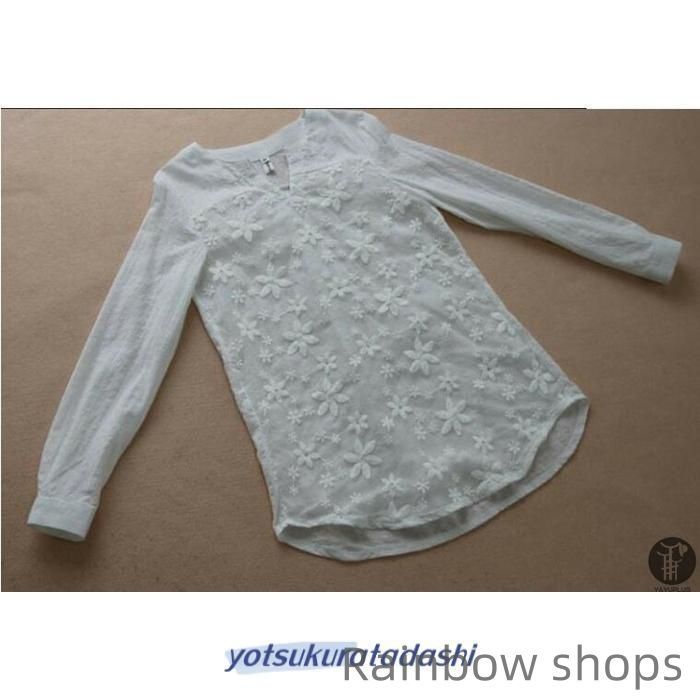 新品未使用】小花刺繍ブラウス tシャツ チュニック 長袖シャツ