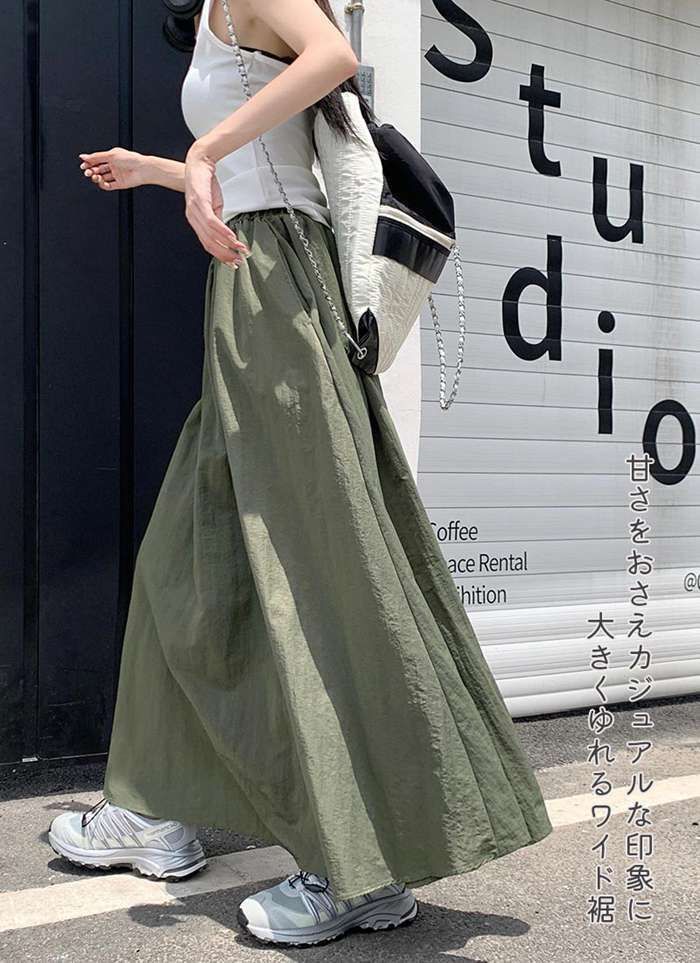 フレアスカート ロング 大きいサイズ レディース ギャザー