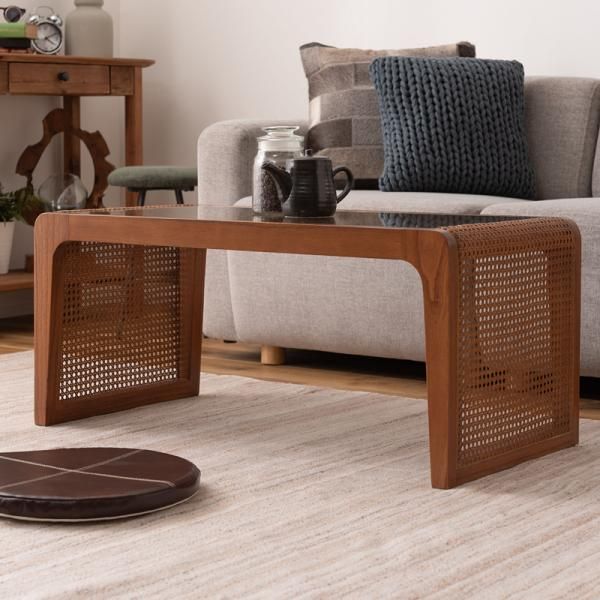 アジアンテーブル　ガラステーブル　籘　ラタン　ローテーブル　リゾート　テーブル アジアンテーブル ガラステーブル 籘 ラタン ローテーブル