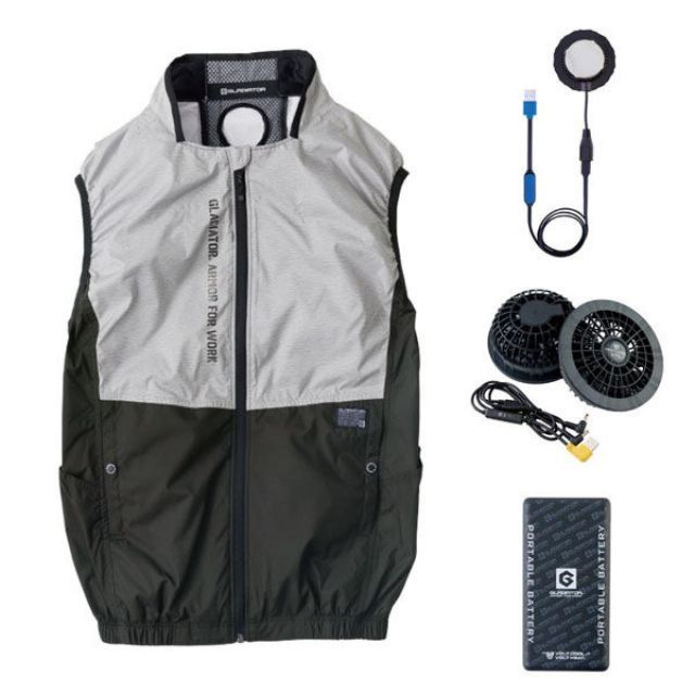 コーコス G244429 モクグレー L ボルトクール LITE ファン付きウェア ペルチェ ベスト セット 熱中症対策