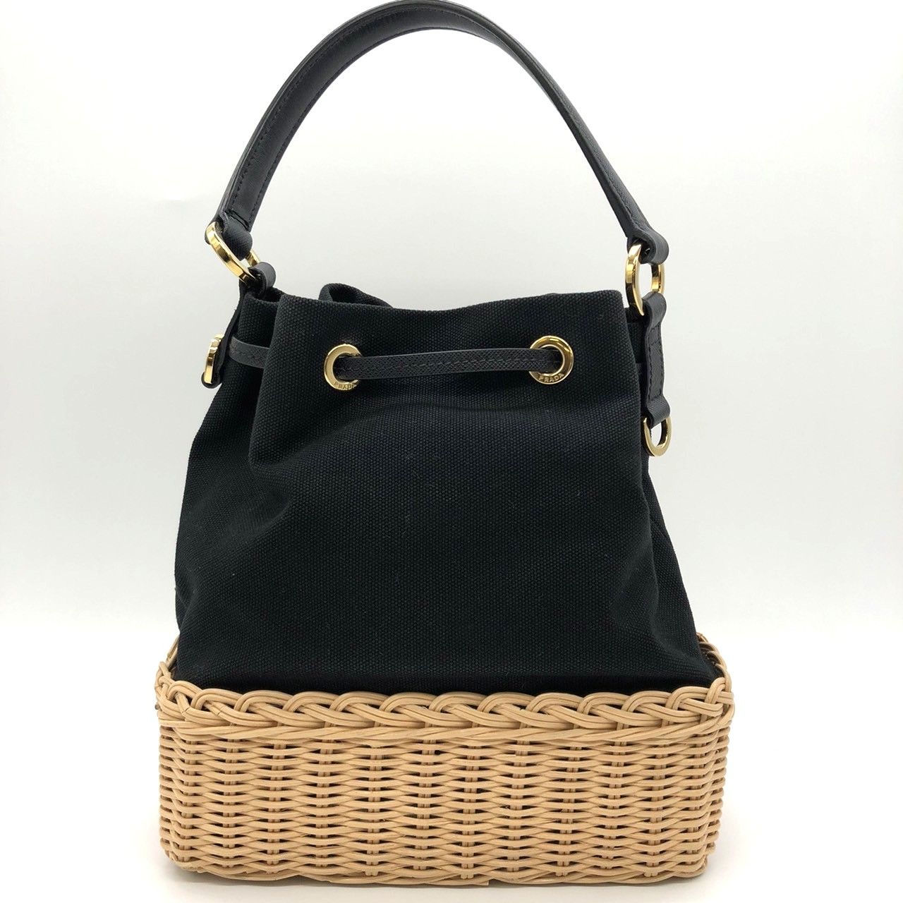 PRADA ラタン かごバッグ PRADA プラダ カゴバッグ ラタン ハンドバッグ 巾着バッグ