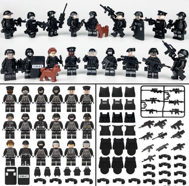 レゴ 互換 大量 18体 SWAT 特殊部隊 ミニフィグ セット 武器防具付き 