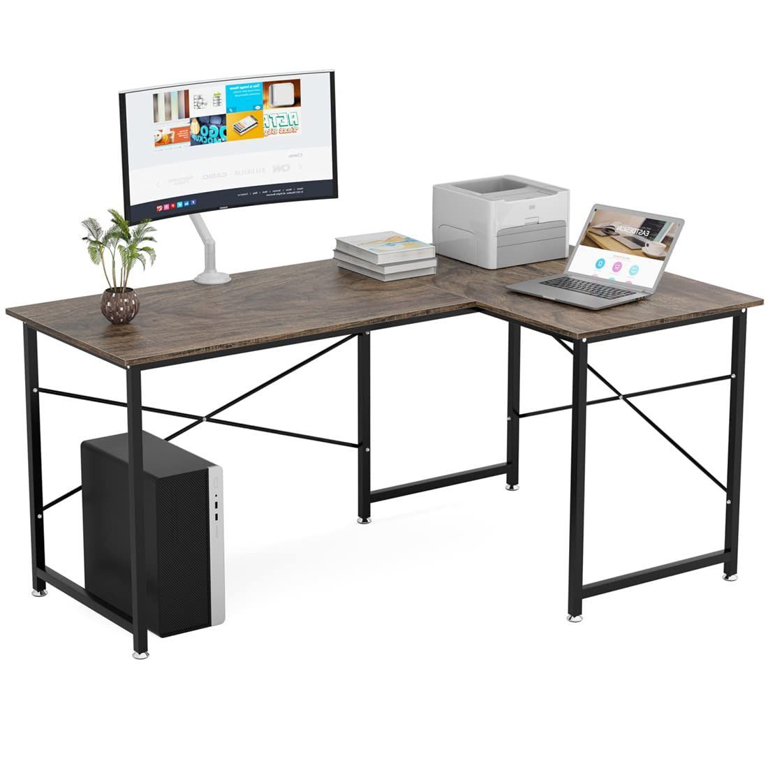 新着商品 奥行60cm ワークデスク 幅160cm 100cm ゲーミング オフィスデスク モニターアーム取付対応 左右入替 L字型デスク パソコンデスク コーナーデスク 足元フリー設計 横揺れ防止 シンプル L字デスク 作業机 高強度のメラミン加工 テ