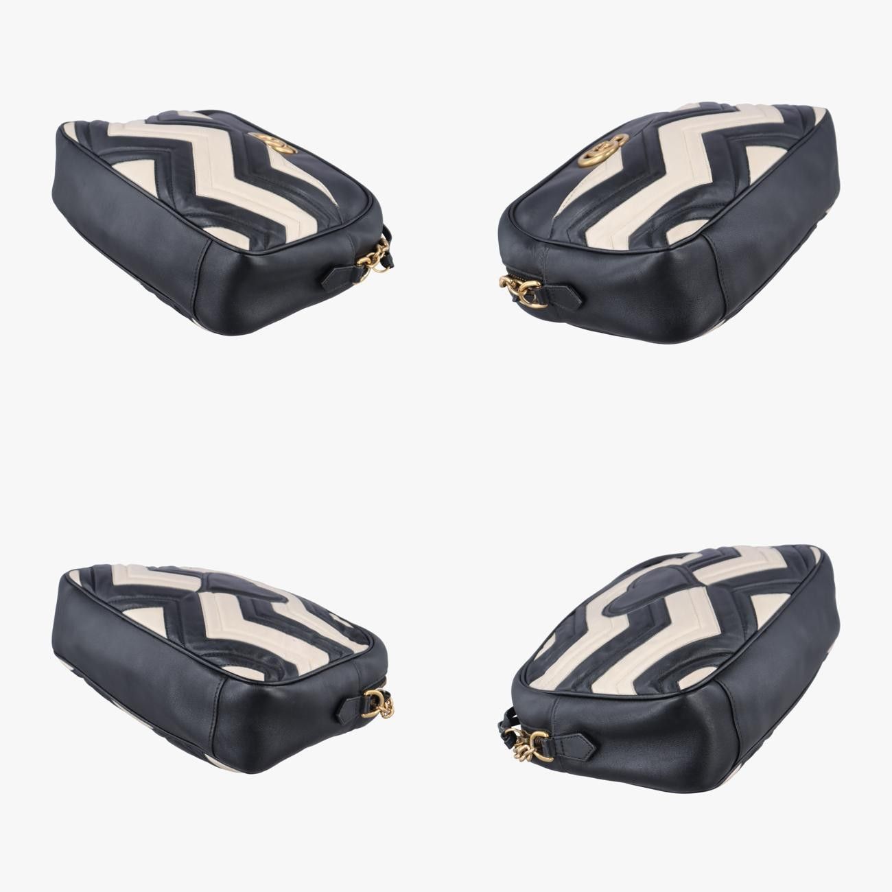 グッチGucciGGマーモントブラック×ホワイトレザー443499I020359807