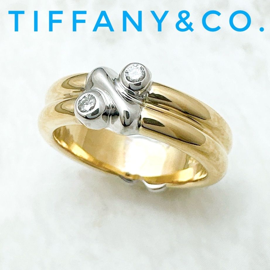 ?Tiffany＆Co. シグネチャー イエローゴールド ホワイトゴールド コンビ リング 約7号 U