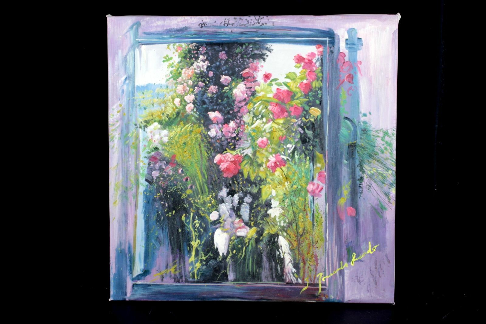 J トレンツ リャド 庭園 肉筆油彩10号 花 1992年 唐物 骨董 古美術 楾 D74-Q