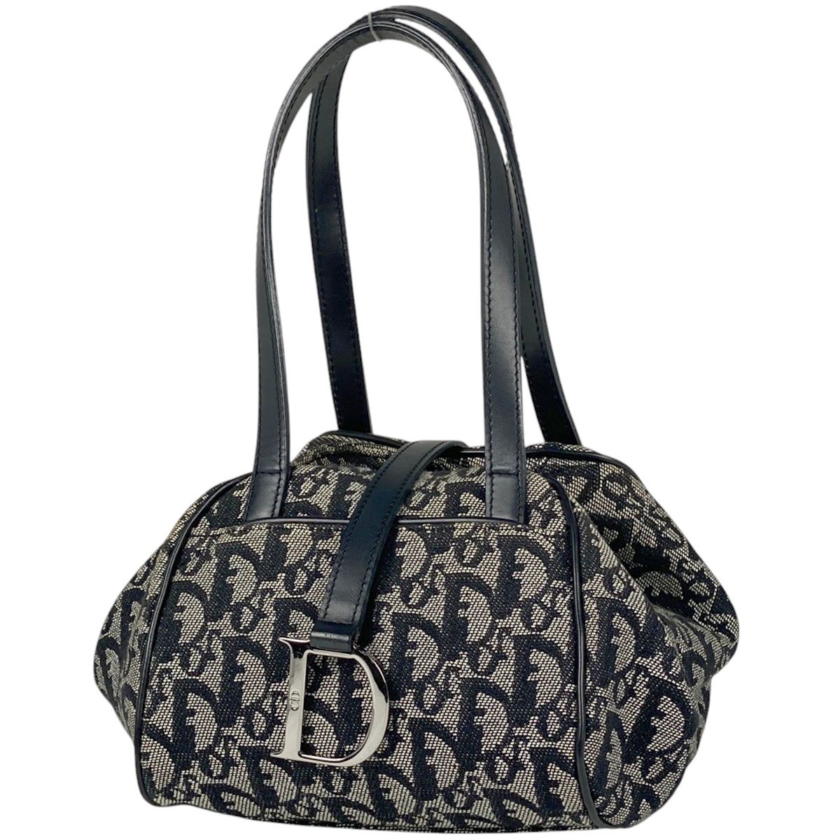 良品　クリスチャンディオール　トロッター　キャンバス　レザー　ブラック　総柄 クリスチャンディオール Christian Dior トロッター柄