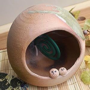 信楽焼】ふくろう蚊やり器(器具付) W160×D150×H160 陶器/蚊取り線香