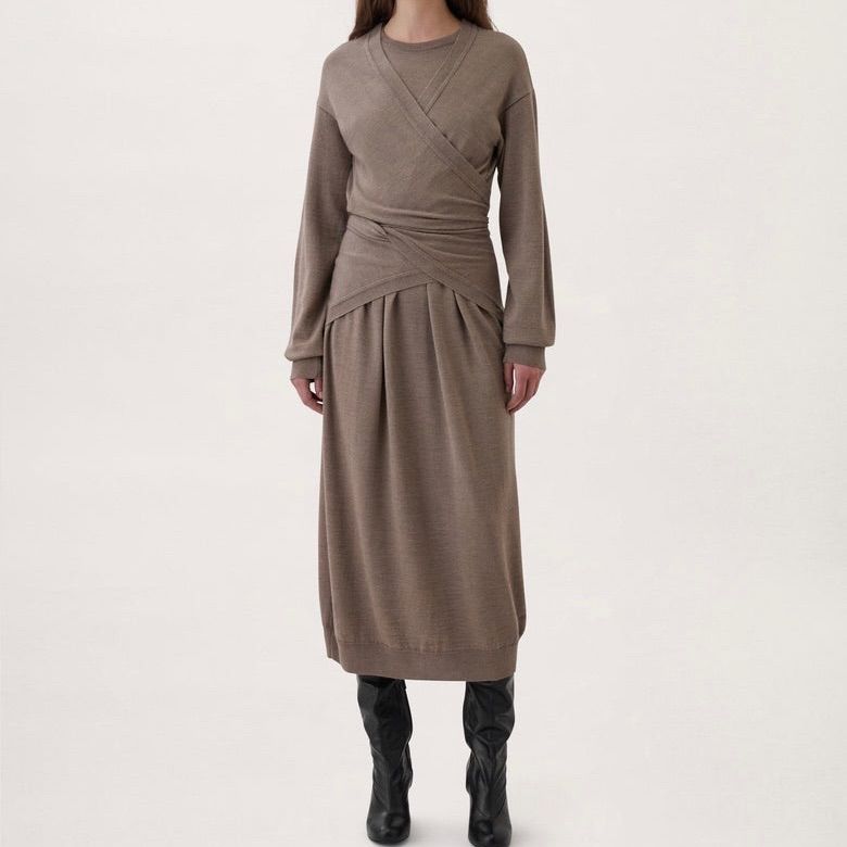 LEMAIRE ルメール　WRAP DRESS ニットラップドレスワンピース LEMAIRE ルメール 22AW WRAP DRESS ニットラップドレスワンピース