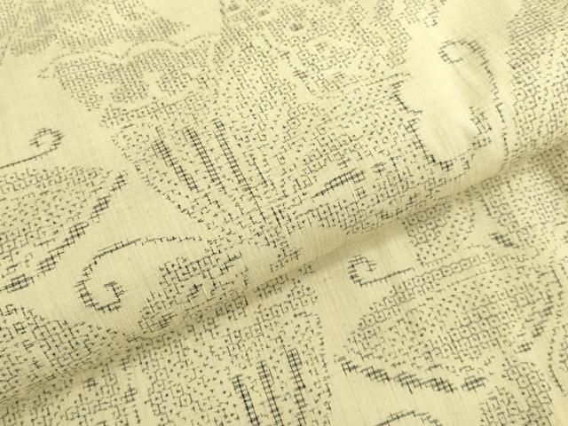 平和屋着物▽結城紬 単衣 80亀甲 舞蝶文 正絹 逸品 DAAV3002du