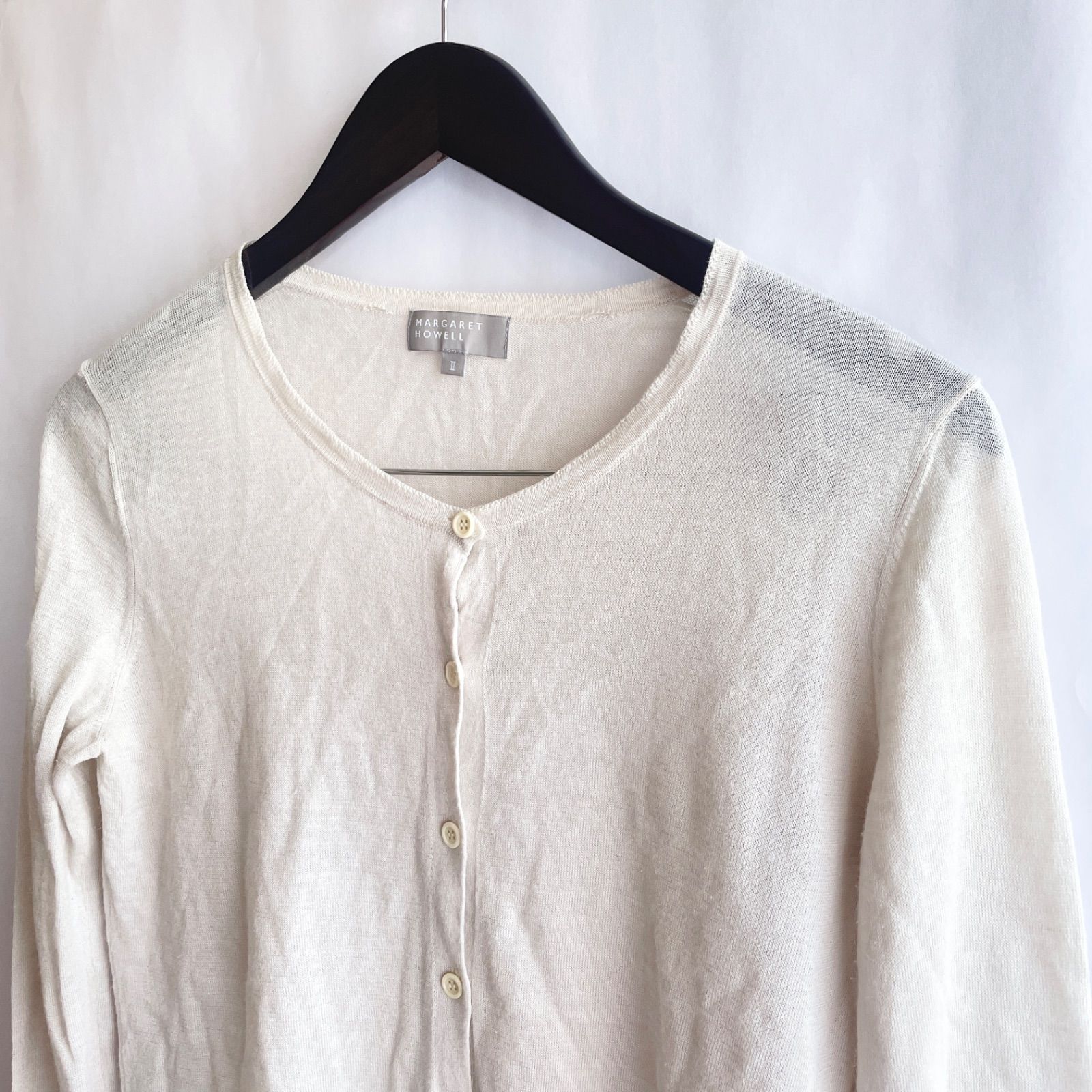 美品 90s margaret howell リネンカーディガン M ベージュ 美品 90s margaret howell リネンカーディガン M ベージュ