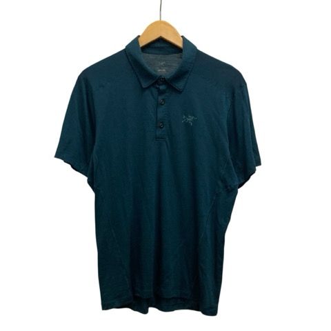 ARC'TERYX ダークブルーポロシャツ Mサイズ アークテリクス ARC'TERYX ポロシャツ 半袖 ロゴプリント ウール
