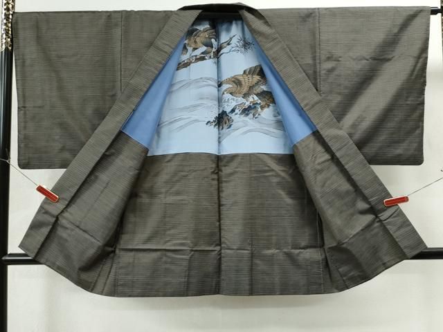 平和屋着物●男性　本場大島紬　アンサンブル　吉祥文　久野織物謹製　証紙付き　正絹　逸品　CAAS7151yc 平和屋着物○男性 本場大島紬 アンサンブル 吉祥文 久野織物謹製 証紙