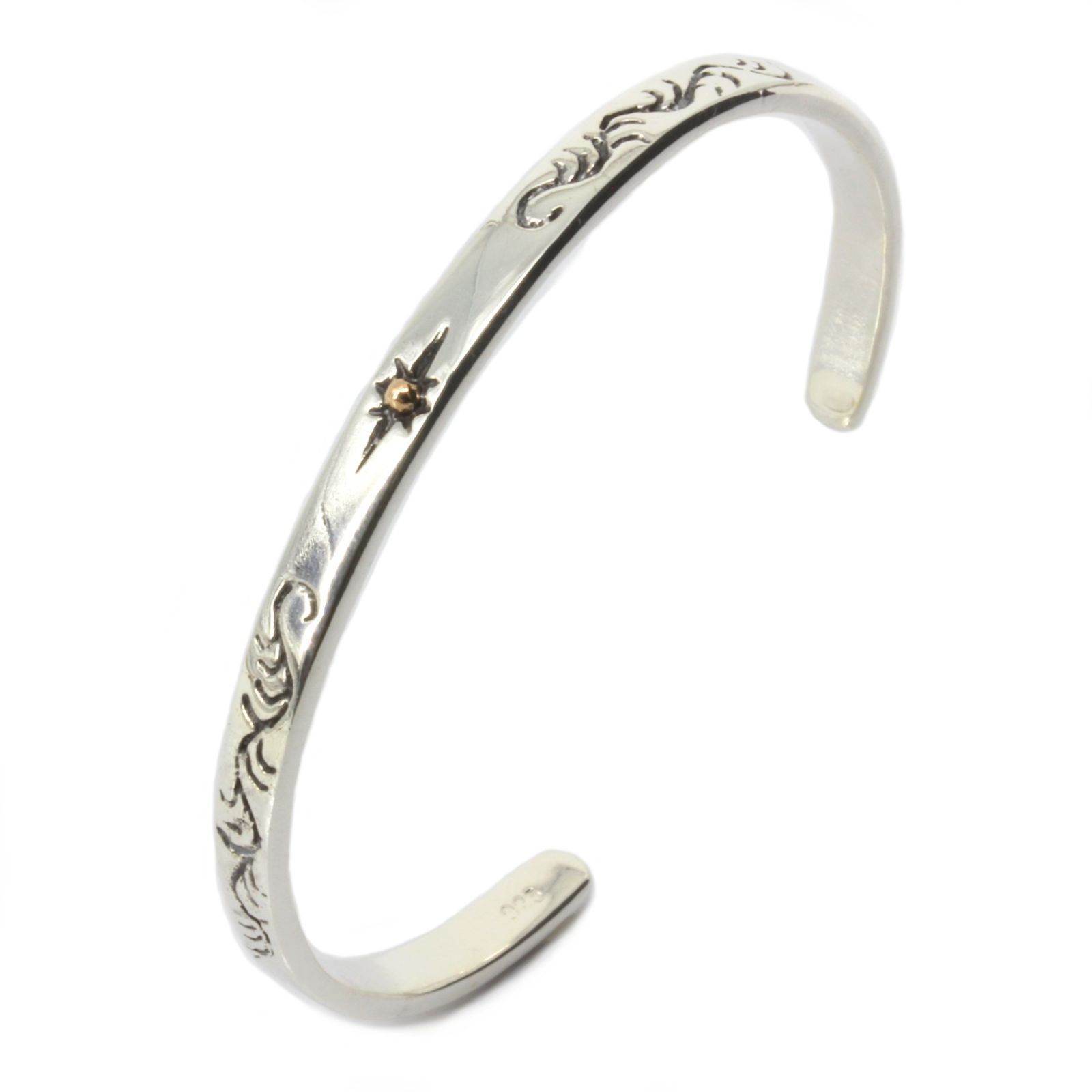セール アラベスク オープン サンライズ アメリカン ネイティブ カフ ゴールドサン ブレスレット バングル メンズ 925 シルバー topcode