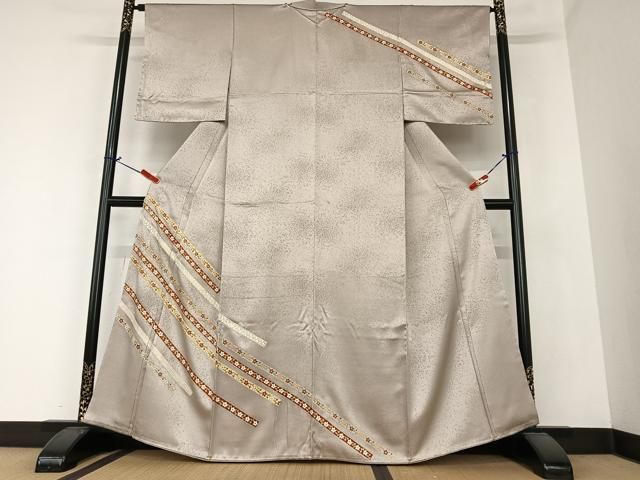平和屋着物○銀座きしや 訪問着 駒刺繍 花唐草間道 金彩 正絹