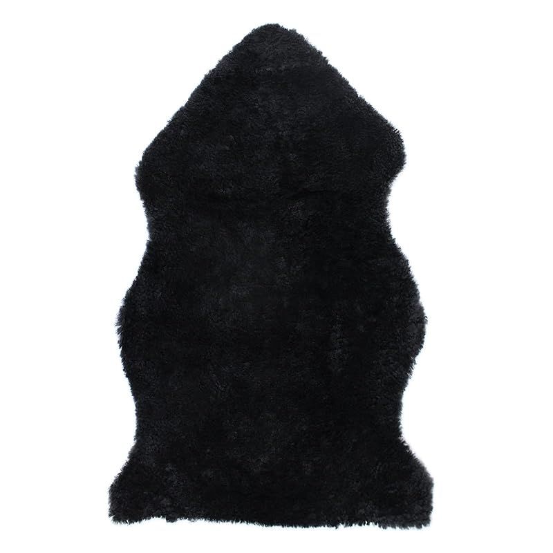 ムートンラグ 天然 オーストラリア産 短毛 1匹物 ラグ ブラック 60×95cm 洗える NFG001 0