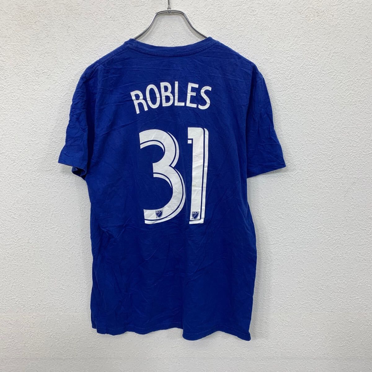 adidas USA製　サッカー　シャツ　古着 adidas 半袖 プリントTシャツ XL ブルー アディダス ビッグ