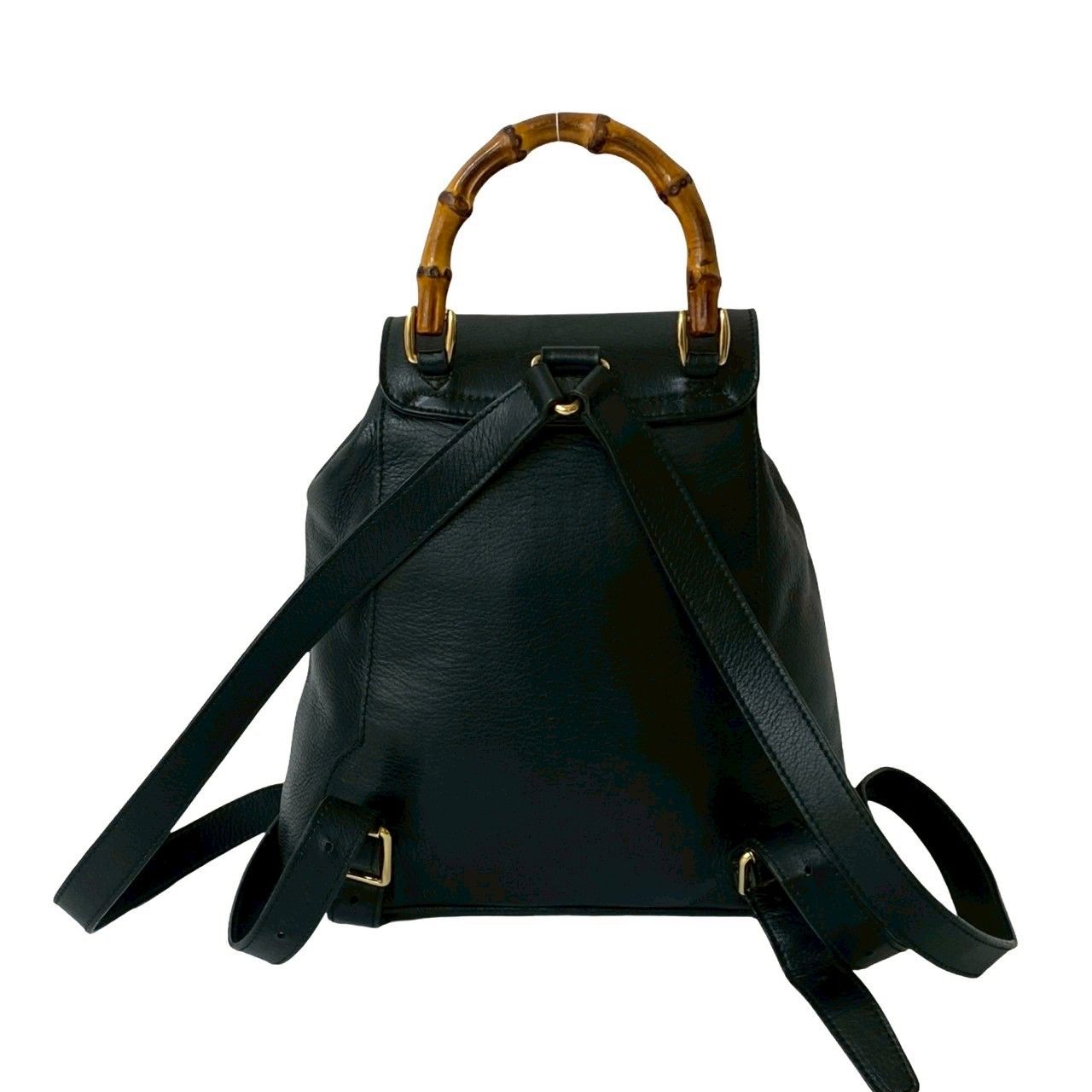 GUCCIバンブーミニリュック本革ヴィンテージ黒美品 GUCCI】グッチ バンブー リュック・デイパック ミニリュック