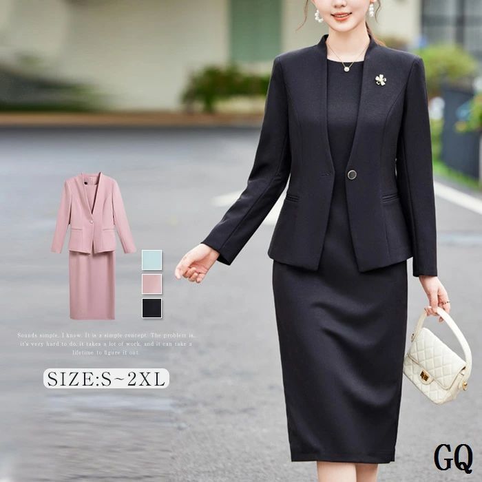 ワンピーススーツ スーツ レディース スーツセット タイトワンピース ビジネススーツ 上下セット フォーマル 上品 入学式 洗える ジャケット aラインワンピース xz