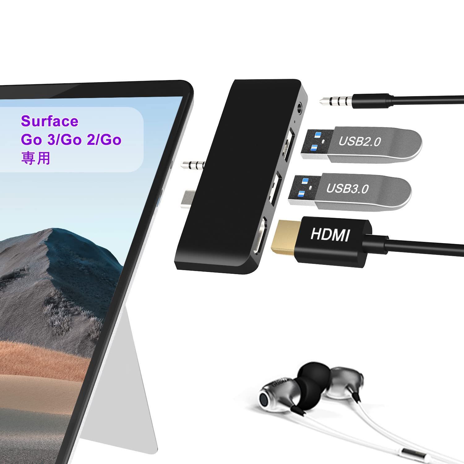 Microsoft Surface Go3 Go2 Go 専用USBハブ Rytaki Pro サーフェス ゴー対応ドッキングステーション 4K
