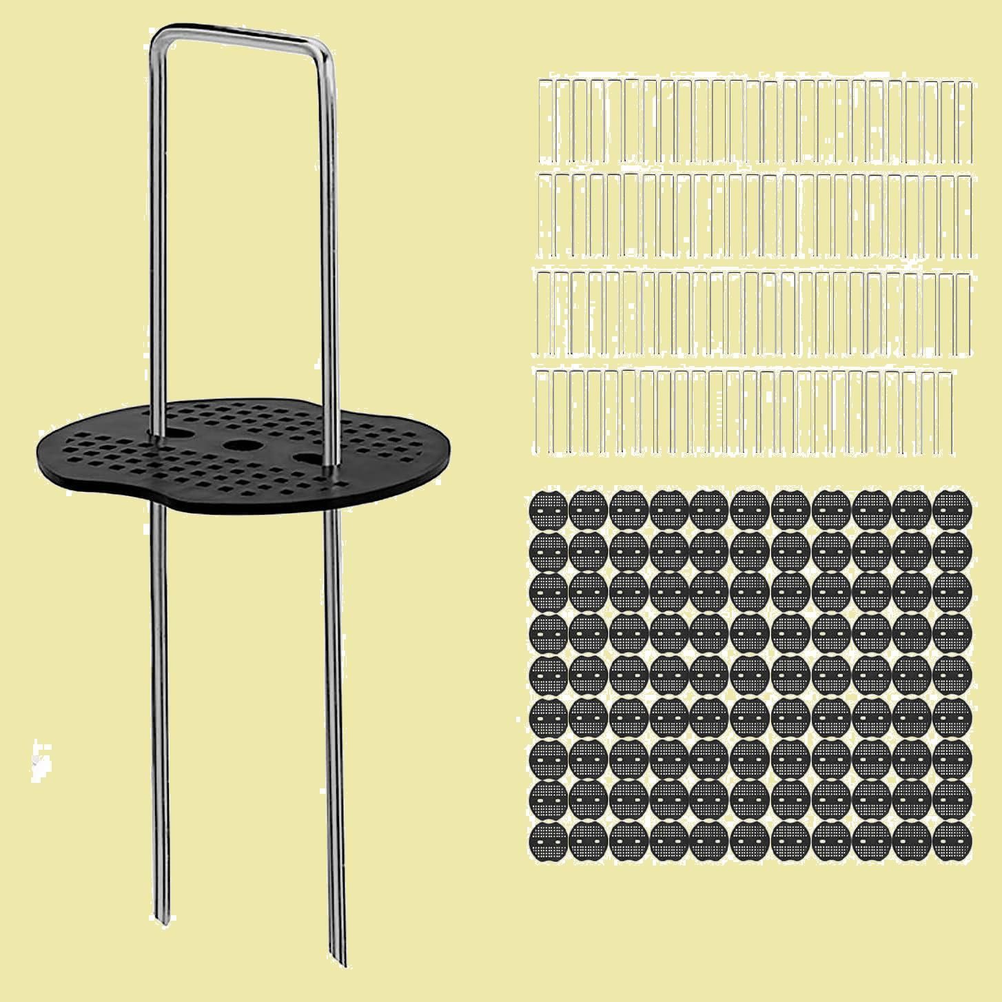 sasttie 100本セット 人工芝 ピン 防草シート 固定ピン 押さえピン U字ピン 芝生 U字釘 シートピン ガーデニング 農業 庭用(15cmx3cmx15cm)