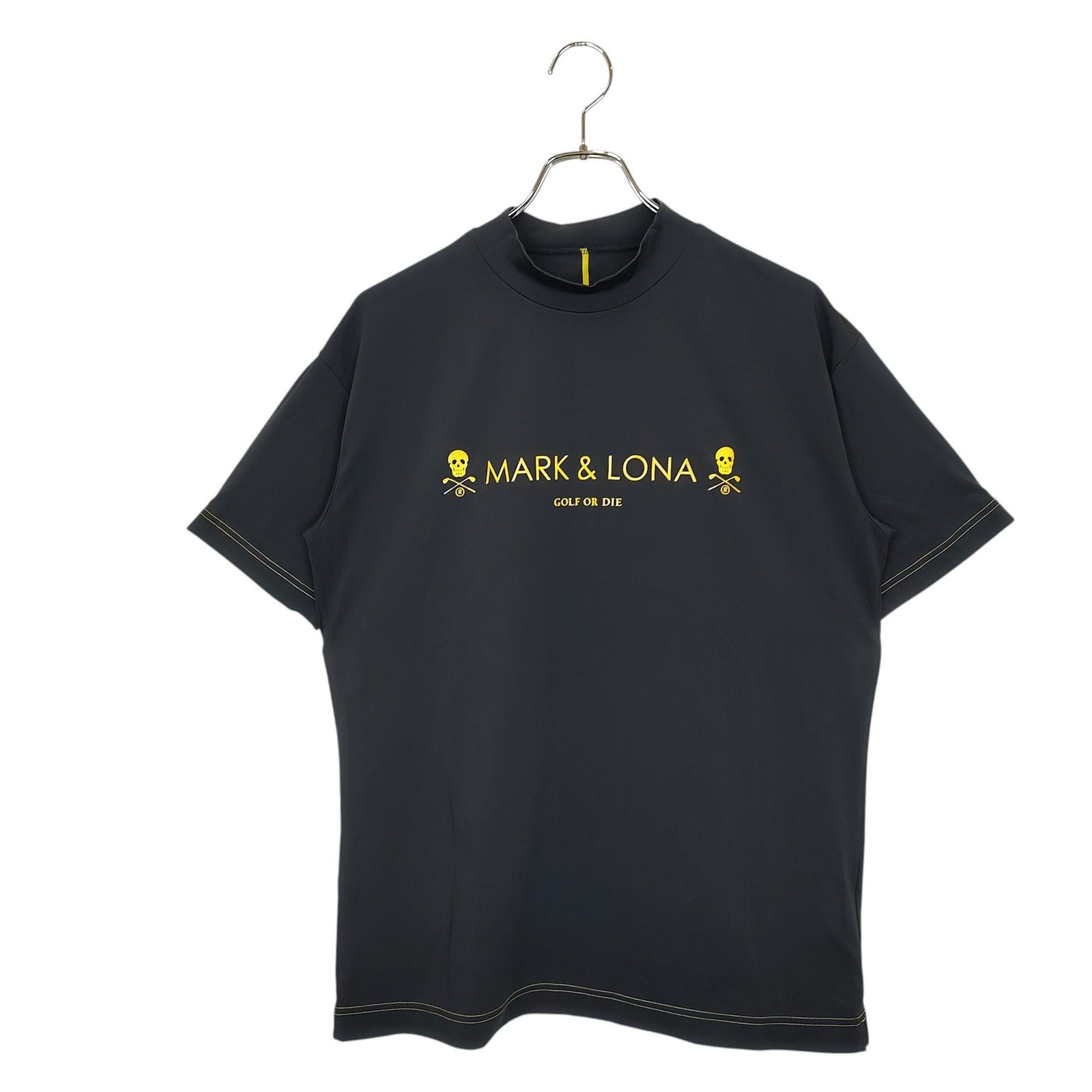 MARK&LONA マークアンドロナ　モックネック半袖シャツシャツ　黒 Lゴルフ MARK&LONA マークアンドロナ モックネック半袖シャツシャツ 黒 L