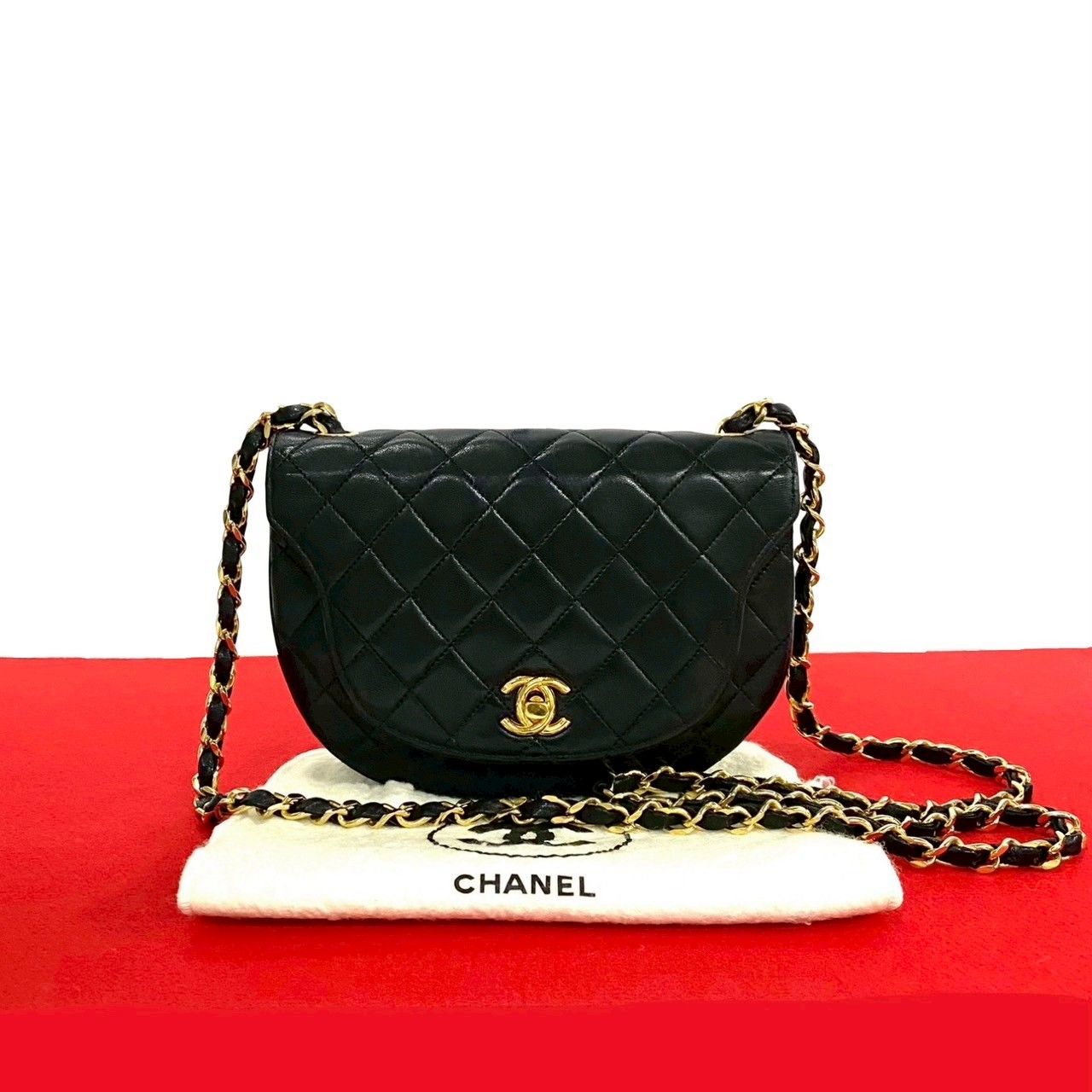 箱 袋付 シール有 0番台 CHANEL シャネル ヴィンテージ マトラッセ ココマーク ラムスキン ショルダーバッグ ブラック 31764