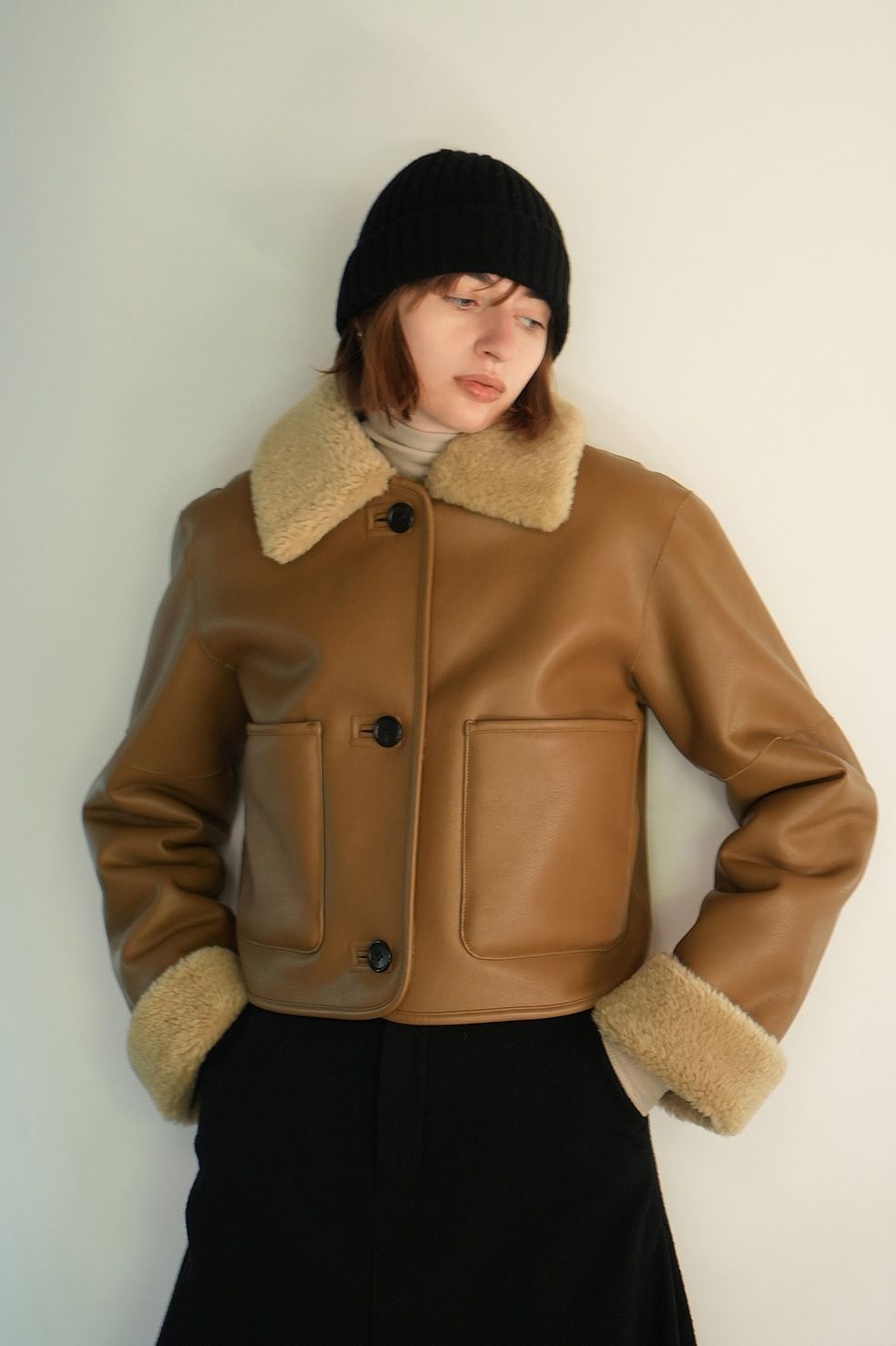 ジャケット・アウター CLANE VEGAN LEATHER BOA SHORT JACKET CLANE｜クラネ レザーショートコート - VEGAN LEATHER BOA SHORT