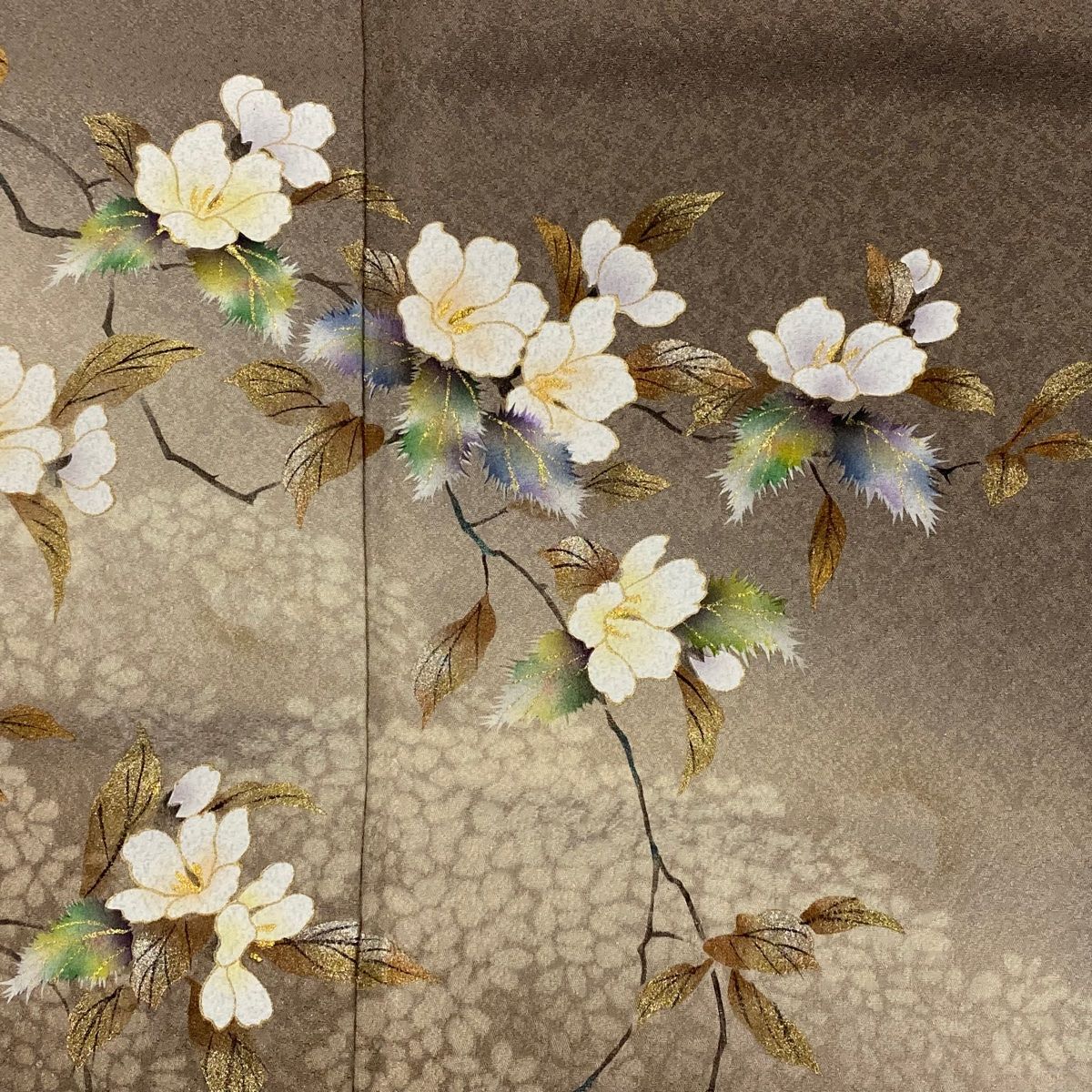 付下げ 身丈163cm 裄丈65.5cm M 袷 やまと 落款 枝花 金銀彩