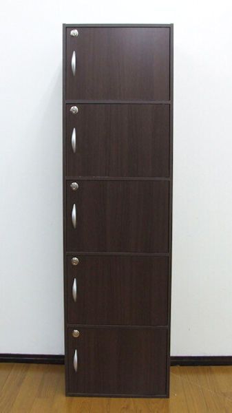 鍵付収納5段キャビネット ブラウン系 収納チェスト（962） - メルカリ
