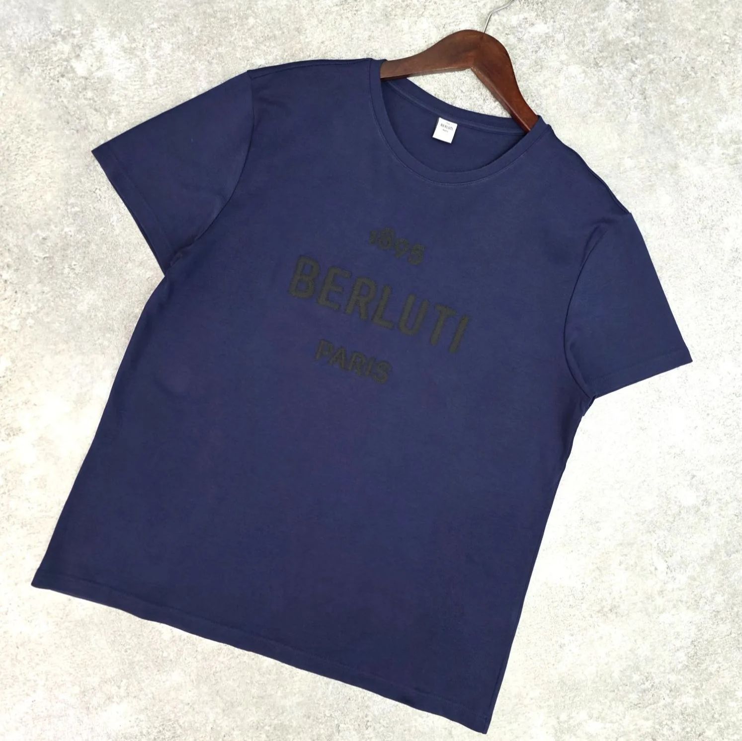 中古】ベルルッティ Berluti Tシャツ 半袖 ロゴ刺繍 XL 紺 ネイビー  