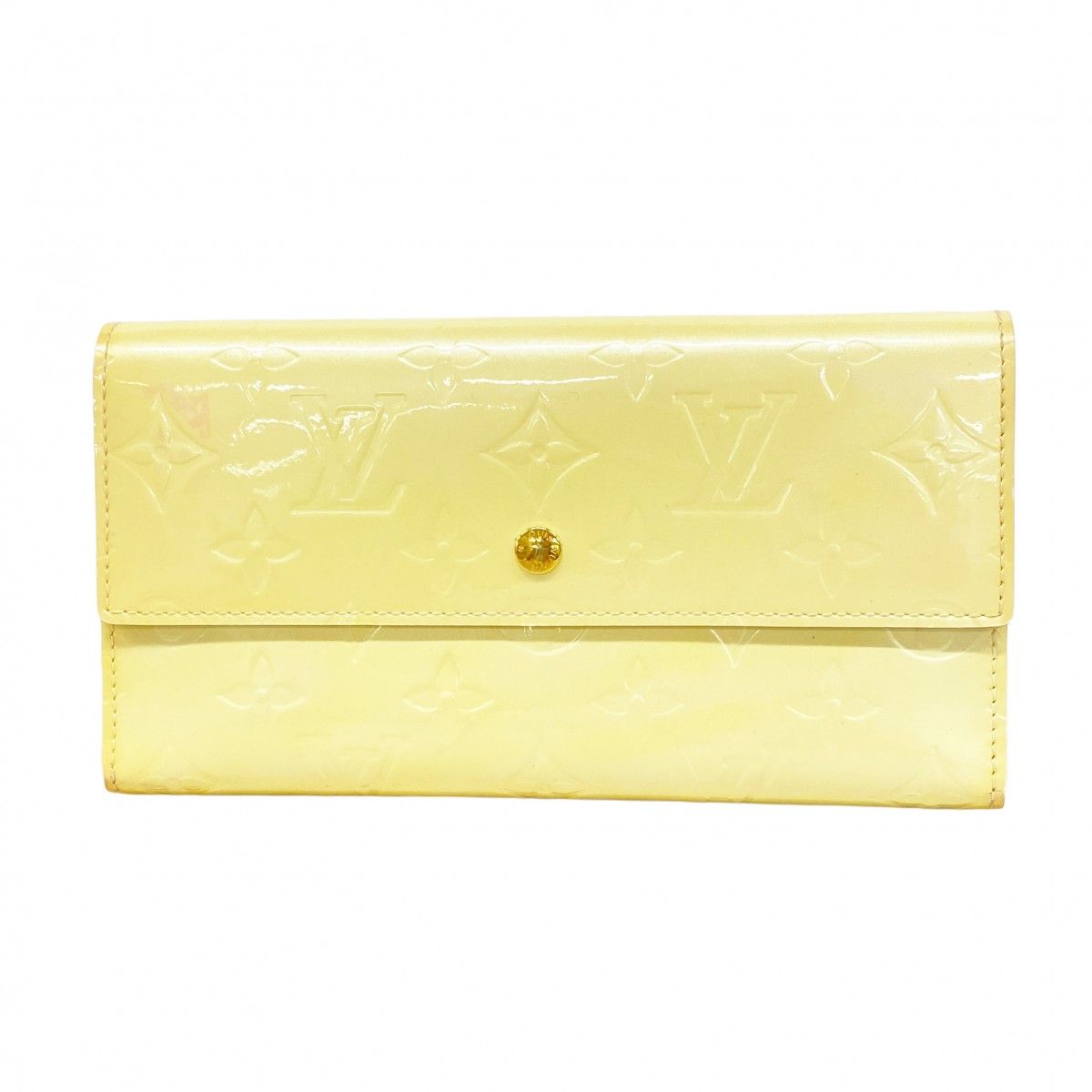 5mc3736 ルイヴィトン 三つ折り長財布 ヴェルニ ポルトトレゾールインターナショナル M91354 ペルル レディース