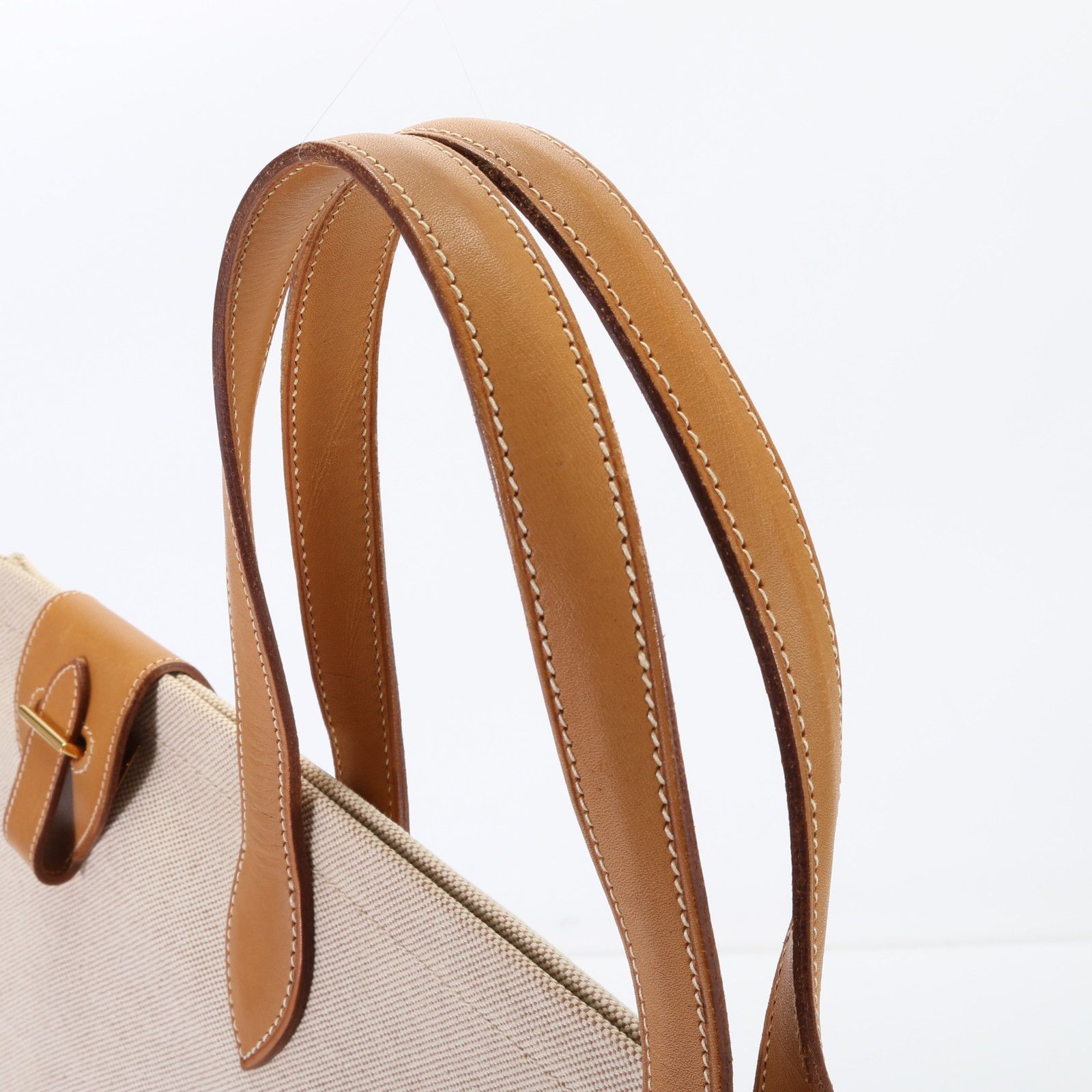 極美品 エルメス 〇K 刻印 カバ50 トワルアッシュ レザー キャンバス