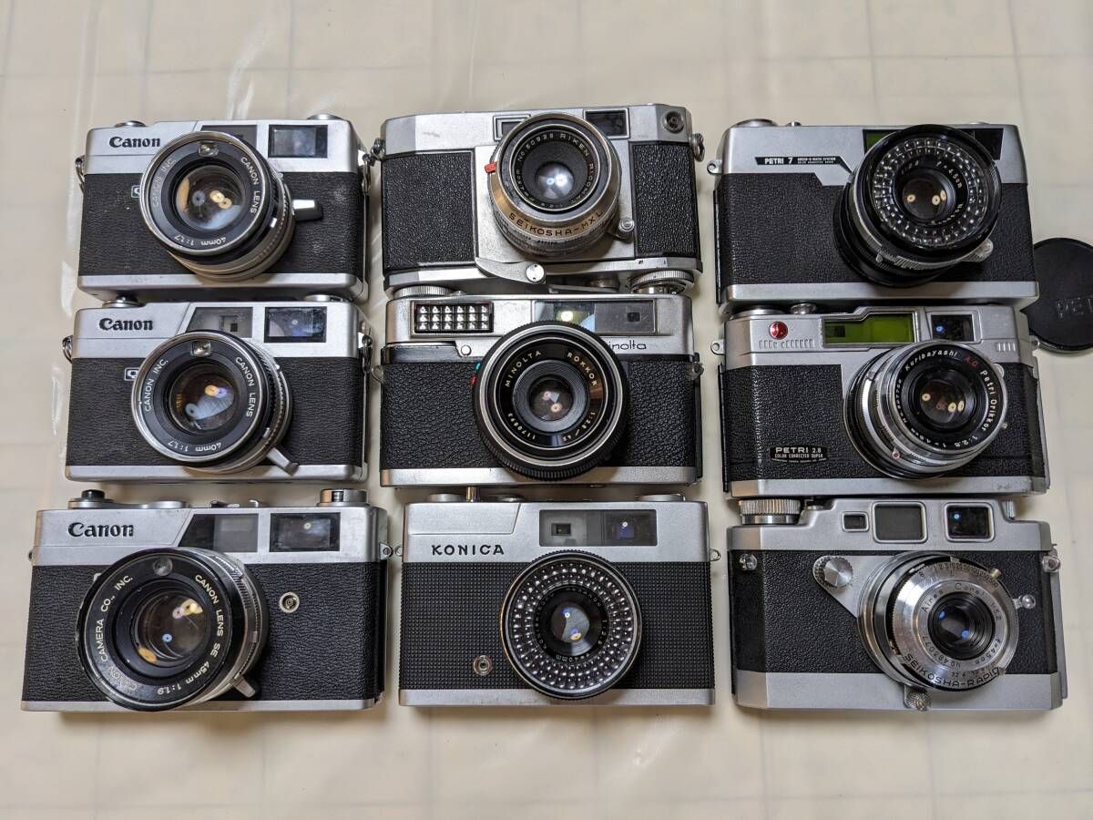 9台まとめ | ジャンク Canonet QL17 Aires 35 II Ricoh 35 Petri7 等 レンジファインダーカメラ 4312_11_70