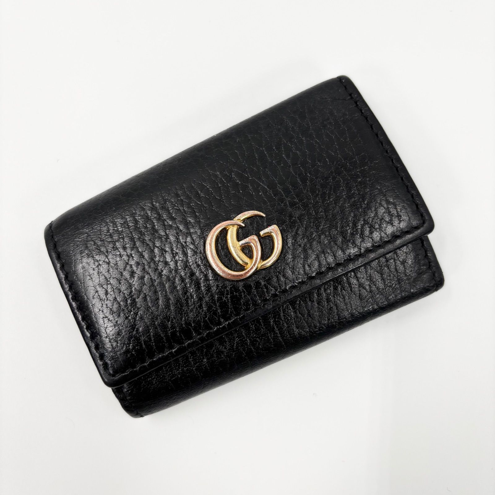 GUCCI グッチ キーケース GGマーモント レザー 6連 ブラック