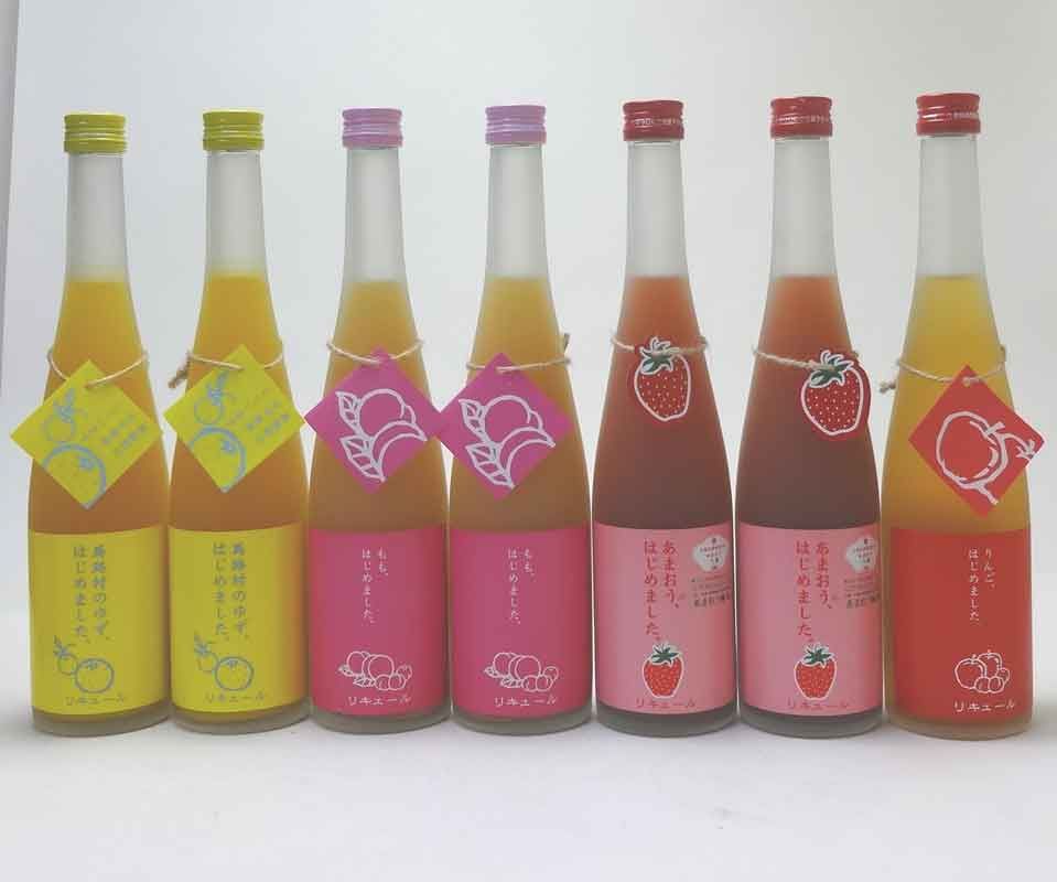 篠崎果物梅酒7本セット もも梅酒2本 りんご梅酒1本 ゆず梅酒2本 あまおう梅酒2本 福岡県 500ml×7本