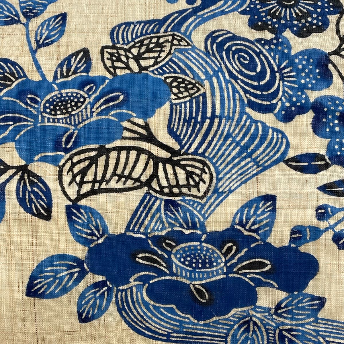 開き名古屋帯 美品 やふそ紅型工房 草花 琉球びんがた ピンク 正絹