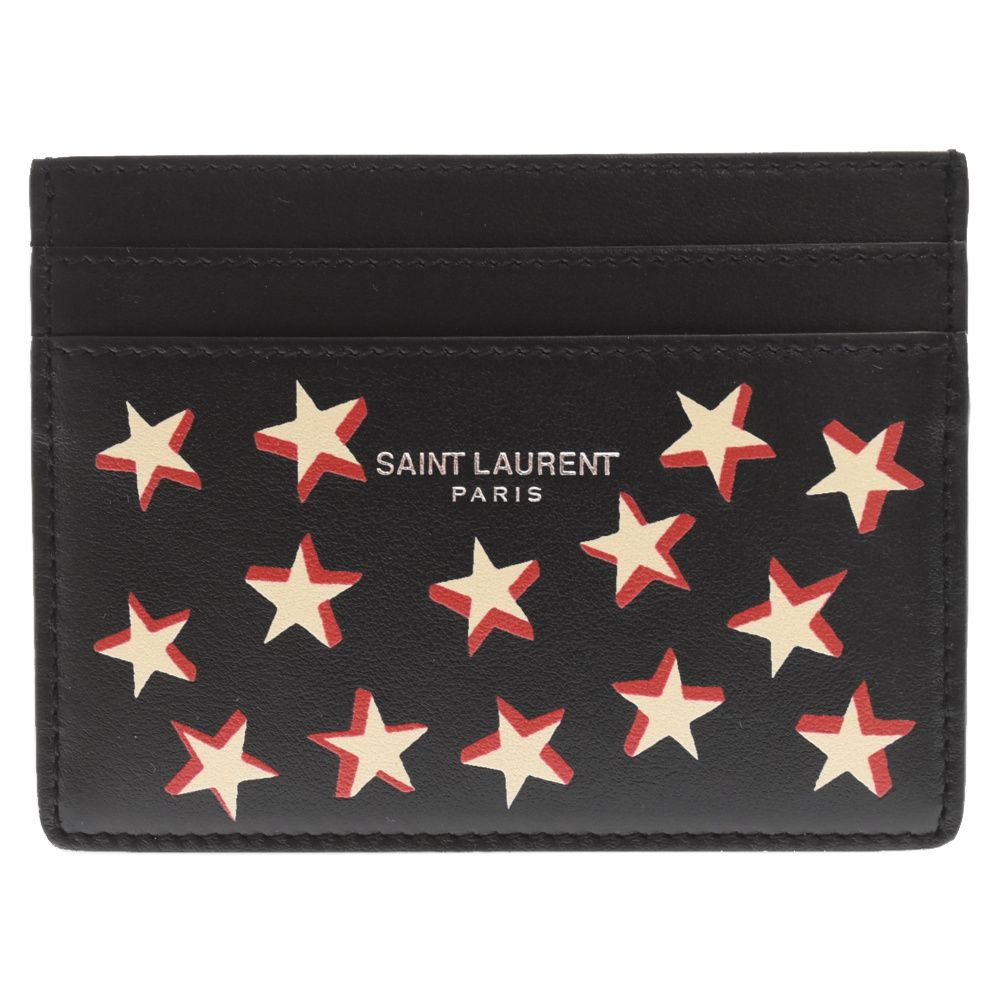 SAINT LAURENT PARIS (サンローランパリ) クラシックロゴプリント レザーカードケース スタープリント ブラック 375946