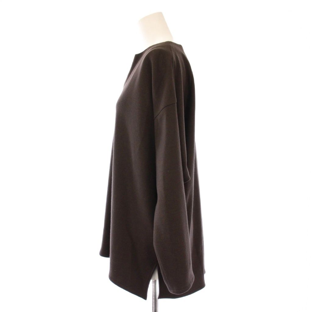 セオリーリュクス theory luxe MAX MOHEAN カットソー 長袖 クルーネック ストレッチ ワンカラー 無地 ウール 38 茶 ブラウス タグ付き |BB