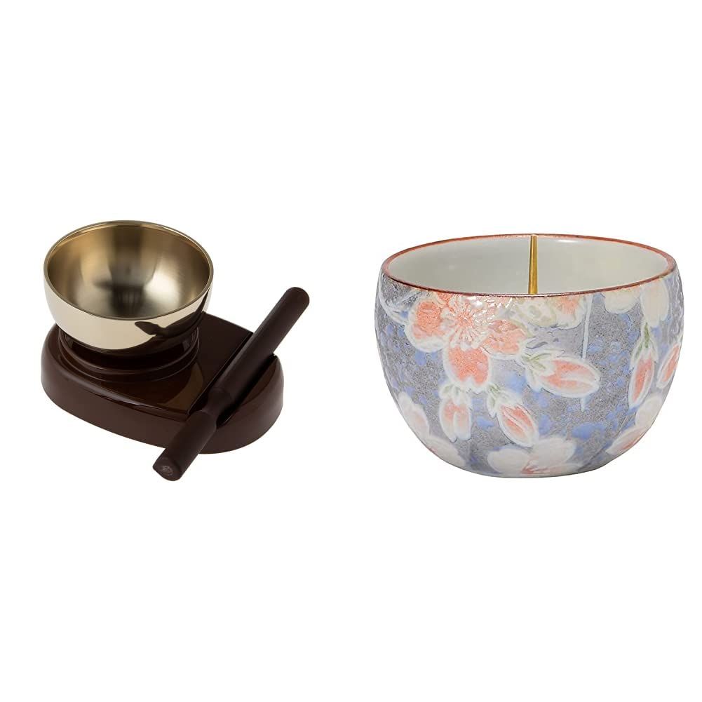 仏具セット ミニサイズおりん りん りん台 りん棒 ＆灯立セット 仏壇用品 仏具小物 モダン仏具 りんカラー ブラウン サンメニー