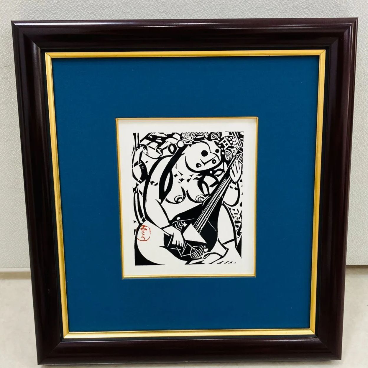 棟方志功 版画画集 名画 弁財天妃の柵 額縁入り