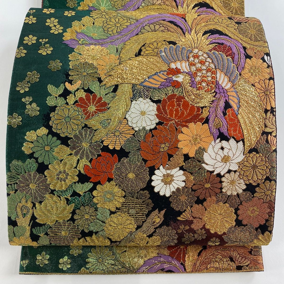 名古屋帯 美品 秀品 夏帯 紗 関西仕立て 芝 波 箔 ベージュ 正絹 