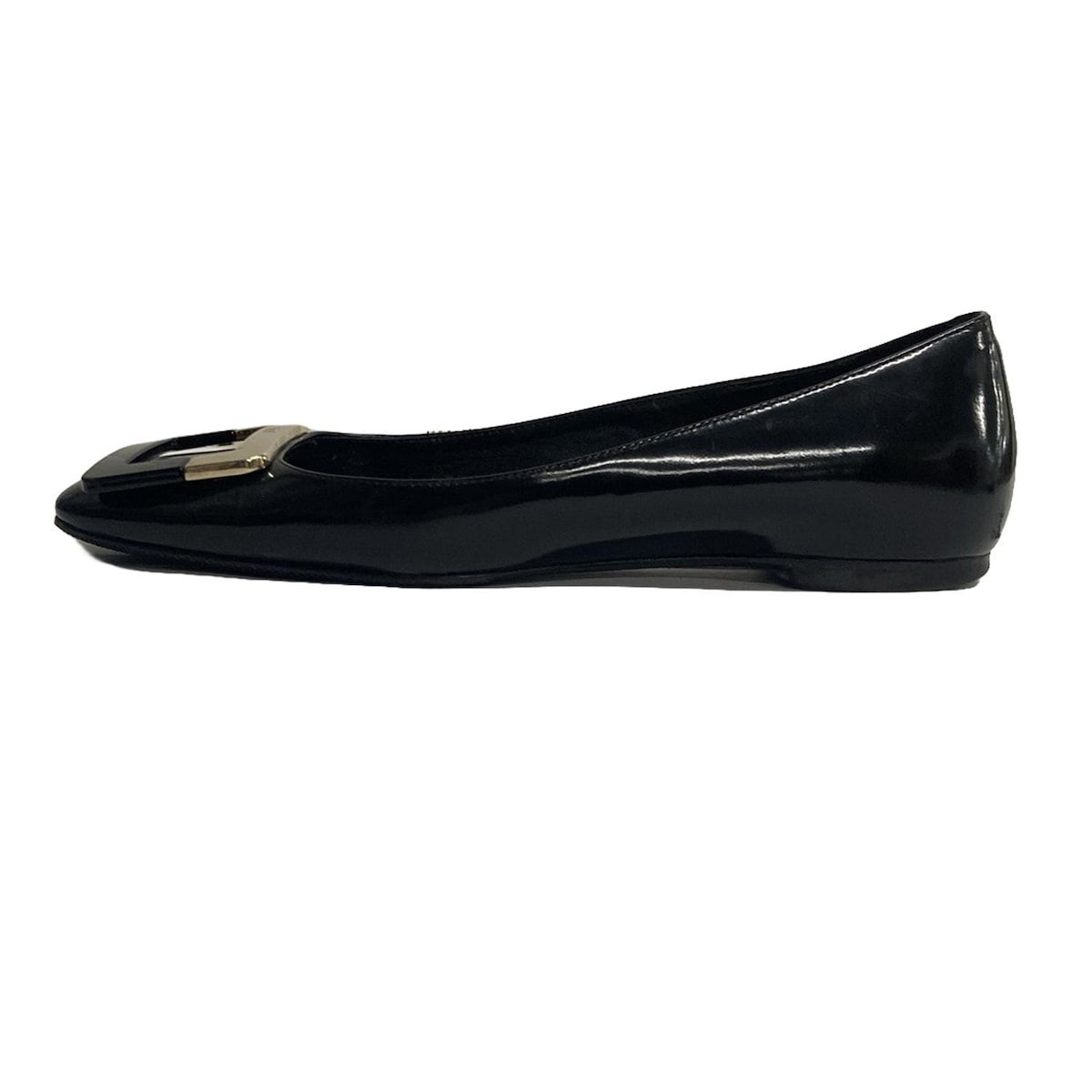 RogerVivier ロジェヴィヴィエ フラットシューズ 36 レディース - 黒×ゴールド アウトソール張替済 レザー
